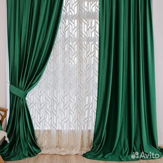 Комплект штор бархат Беллиссимо Изумруд