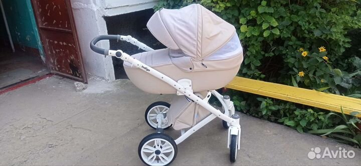 Коляска 2 в 1 indigo porto экокожа/лен