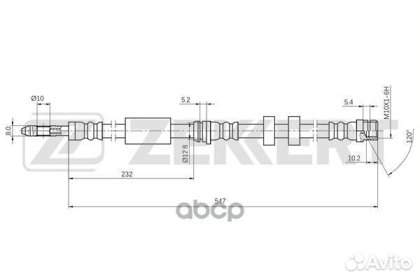 Шланг тормозной передний bs-9506 Zekkert