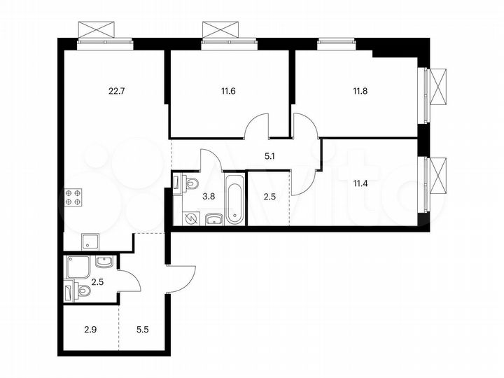 3-к. квартира, 79,8 м², 15/25 эт.