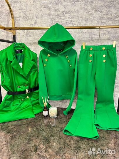 Спортивный Костюм женский Balmain, тройка на флисе