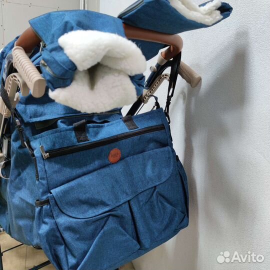 Санки коляска Ника 7-8 К синий меланж