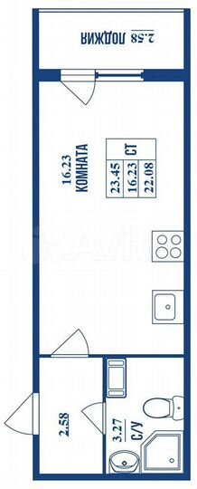 Квартира-студия, 23,4 м², 11/16 эт.
