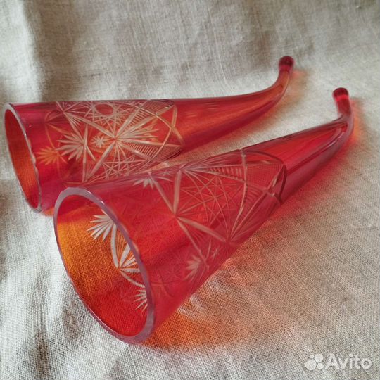 Хрусталь. Рог. Цветное стекло. Винтаж