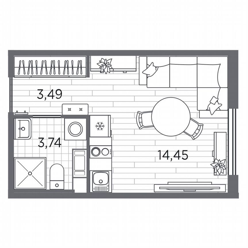 Квартира-студия, 21,7 м², 2/5 эт.