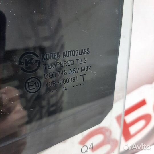 Стекло двери заднее левое Kia Rio 3 седан 1 2014