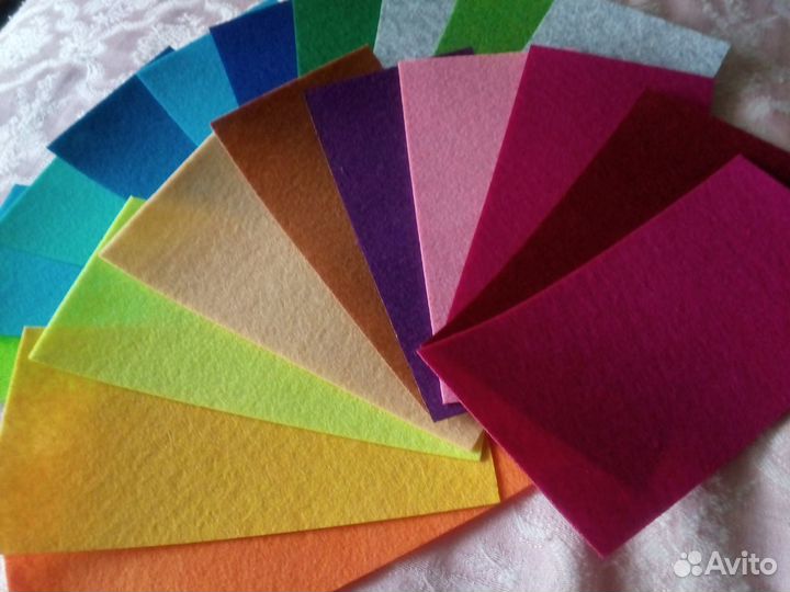 Фетр для рукоделия 10*20 см лист, тонкий, 20шт