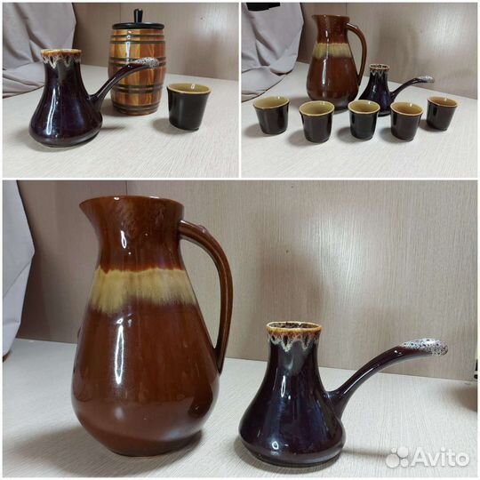 Кувшин Бочонок Стаканы керамика 5шт СССР