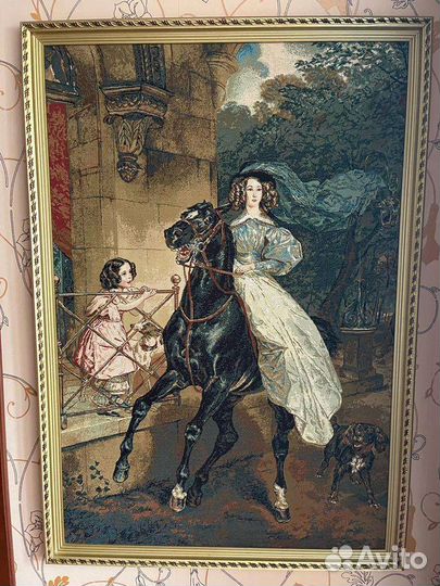Картина Всадница Брюлова гобелен в багетной раме