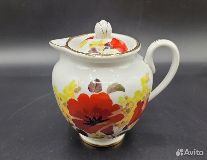 Молочник 400мл Цветы Юга роспись Лебединская лфз