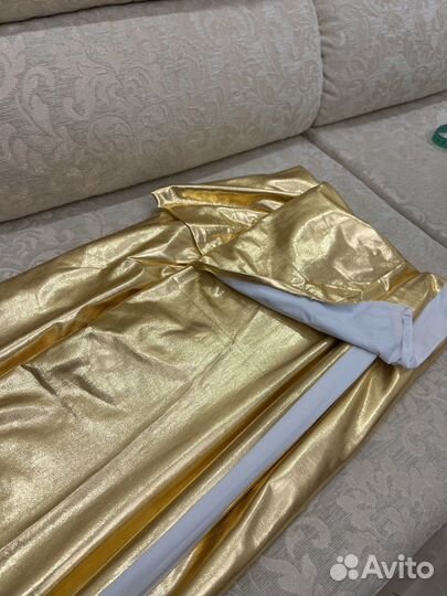 Ткань для платья золотая на трикотаж. основе 5м