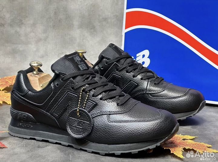 Кроссовки new balance 574 кожаные