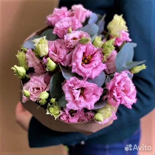 Моно эустома в крафт №418