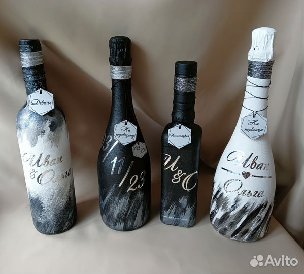 Свадебный набор, декор бутылок, бокалов