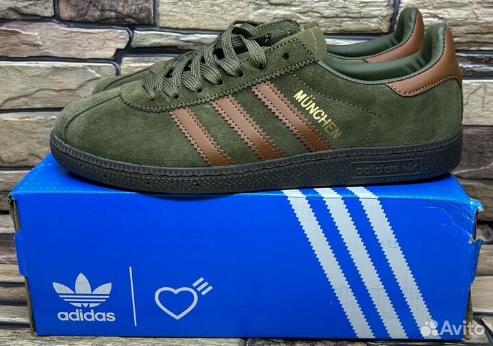 Кроссовки adidas munchen green khaki 41-46 замш