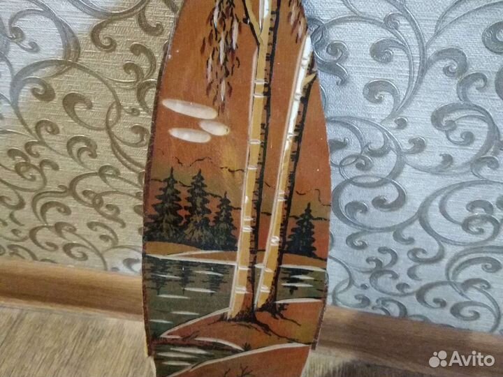 Картина на срезе дерева СССР