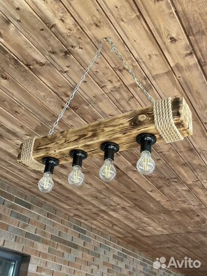 Люстра в стиле лофт из дерева