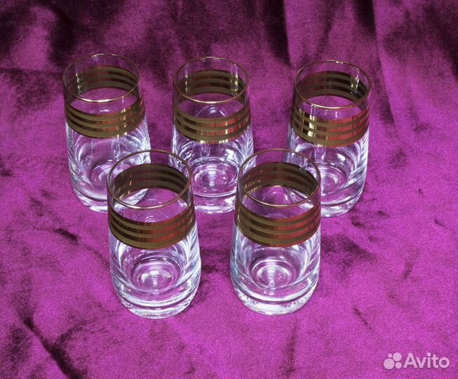 Набор рюмки стопки с золотом 5 шт, высота 7 см (1