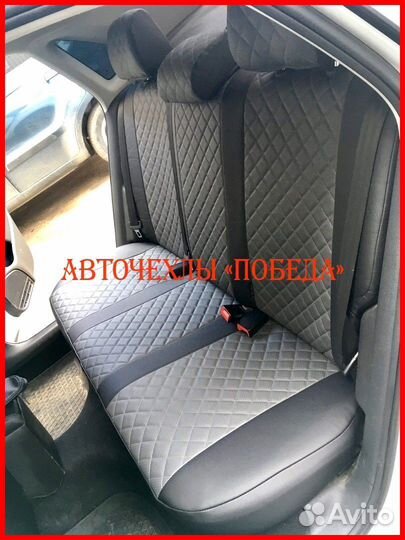 Чехлы Volkswagen Polo 5 Sd из экокожи чёрно-серые