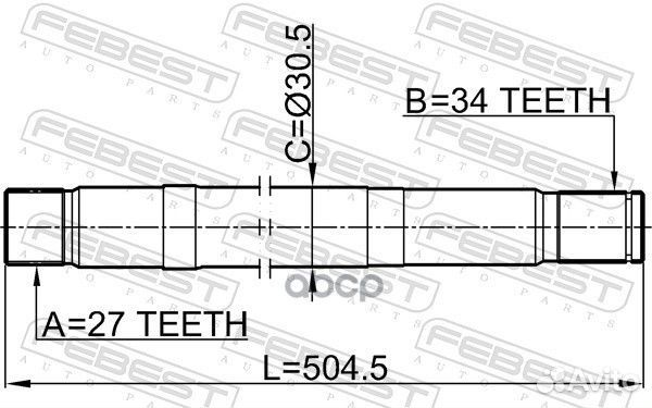 Полуось левая 27X505X34 MB W204 1612-221 Febest