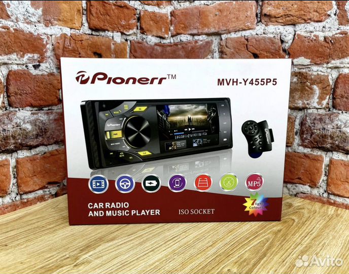 Магнитола Pioneer-OK 455, 1 DIN блютуз, экран 4.3