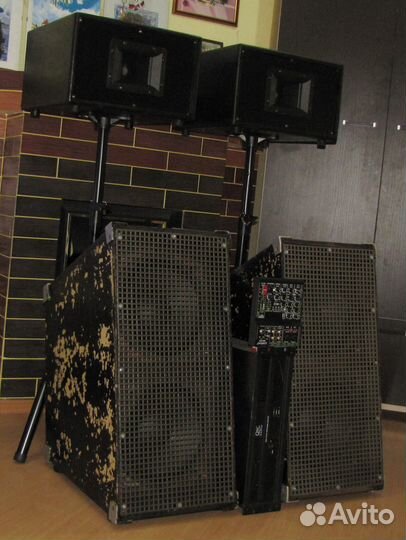 Колонки FA 4200W Рупоры Сабы Усилок Микшер Штативы