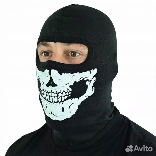 Балаклава тонкая скелет (черная) -К