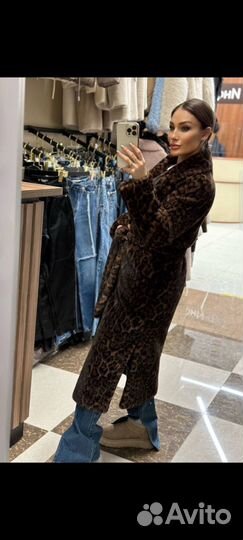 Леопардовая эко шуба
