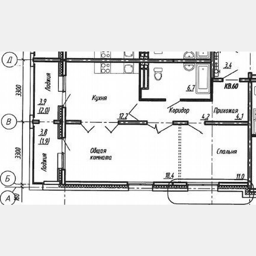 2-к. квартира, 60,7 м², 8/17 эт.