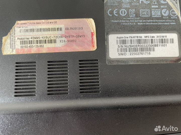 Ноутбук acer aspire one