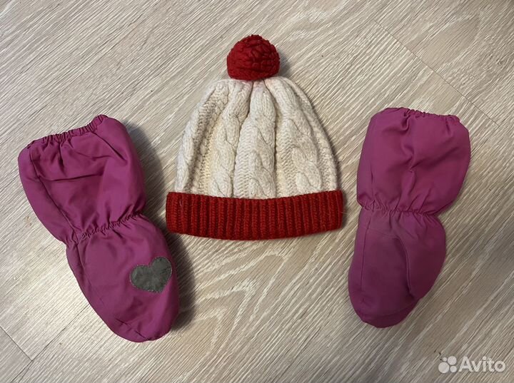 Шапка и краги-непромокайки на 3-4 года