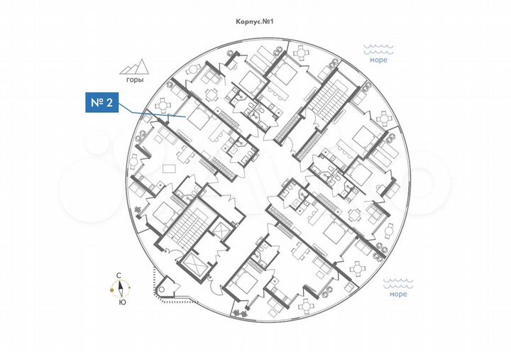 Апартаменты-студия, 42,8 м², 2/11 эт.