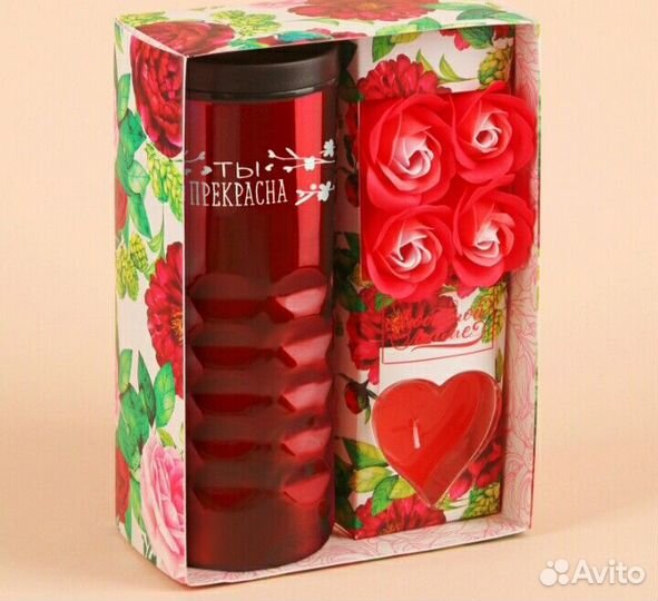 Подарочный набор термостакан со свечкой