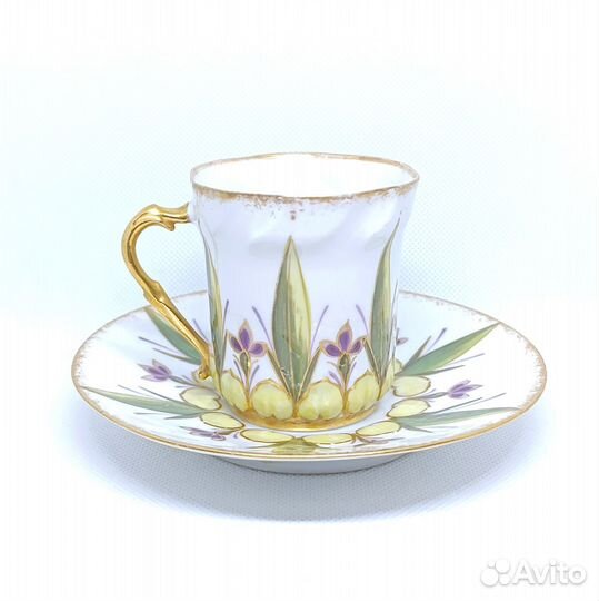 Кофейная пара Лимож антикварная Франция фарфор