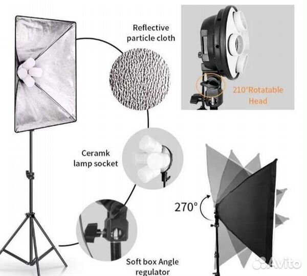 Софтбокс постоянного света на 4 лампы