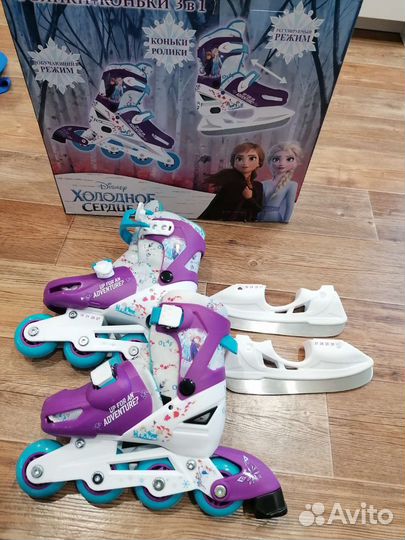 Коньки детские 2 в 1 регулируемые