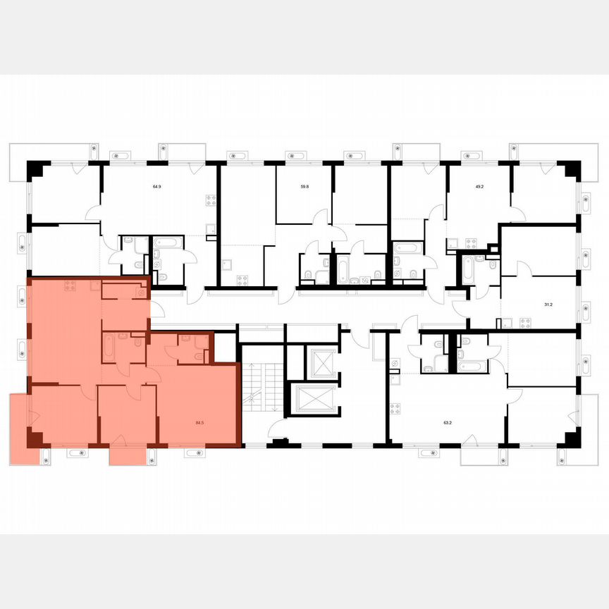 3-к. квартира, 84,5 м², 8/22 эт.