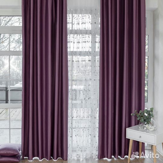 Комплект портьер сатен Адора Пурпурный шторы