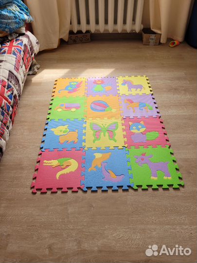 Коврик-пазл детский новый 12 частей мягкий