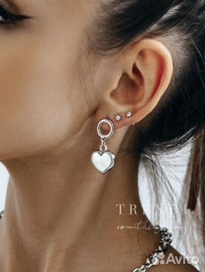 Колье с подвеской и серьги гвоздики бижутерия