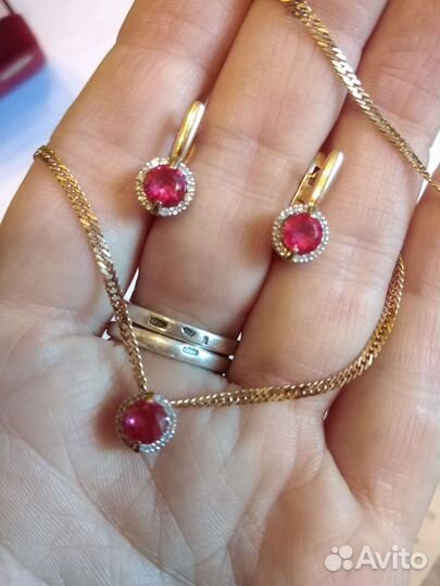 Золотой комплект 585 пробы с бриллиантами р 45 см