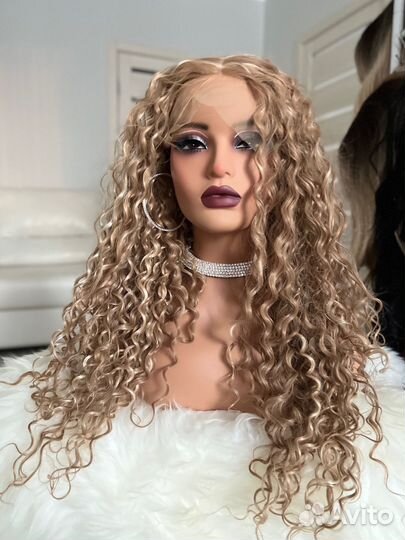 Парик полусистема афрокудри русый