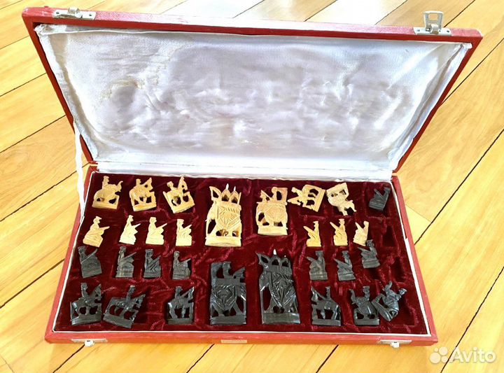 Антикварные деревянные шахматы ручной работы Индия