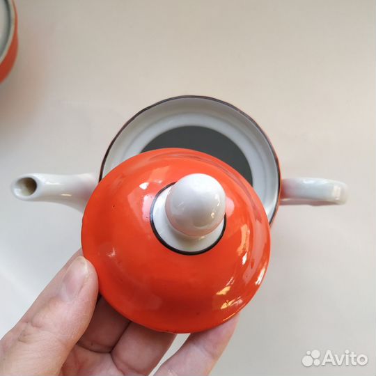 Чайник заварочный СССР красный в горох