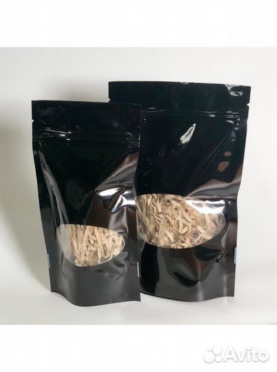 Пакет Дой пак пп черный с овальным окном 105*190