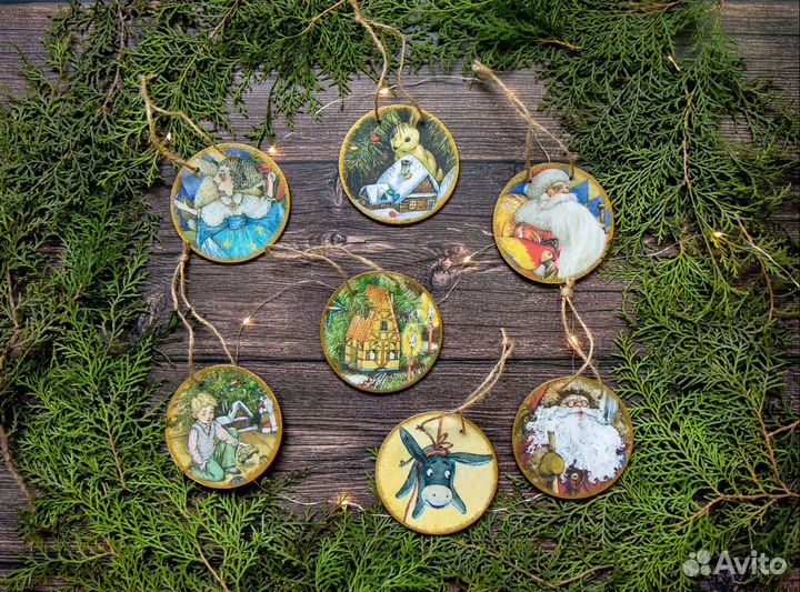 Двусторонние медальоны на ёлку