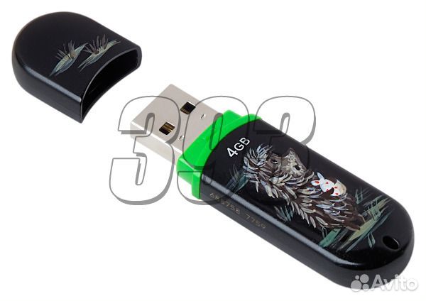 Флешка Ёжик (чёрная, 4 Гб) (40429)