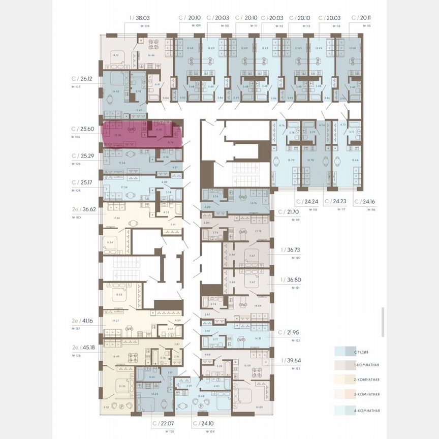 Апартаменты-студия, 25,5 м², 7/8 эт.
