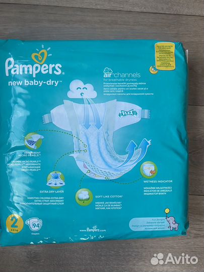 Подгузники Pampers new dry 2