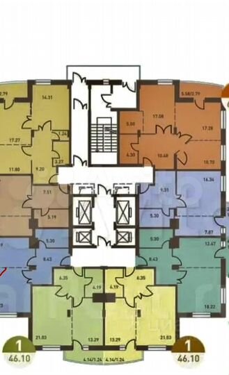 1-к. квартира, 46 м², 20/24 эт.